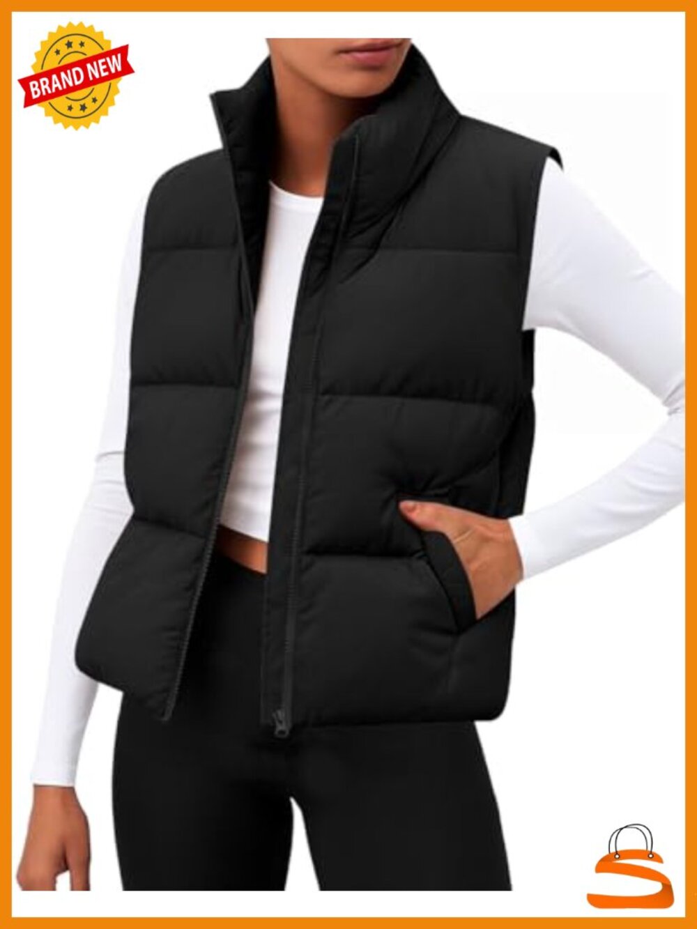 Zeagoo Womens Puffer Vest Cropped Quilted Zip Winter Warm Coat